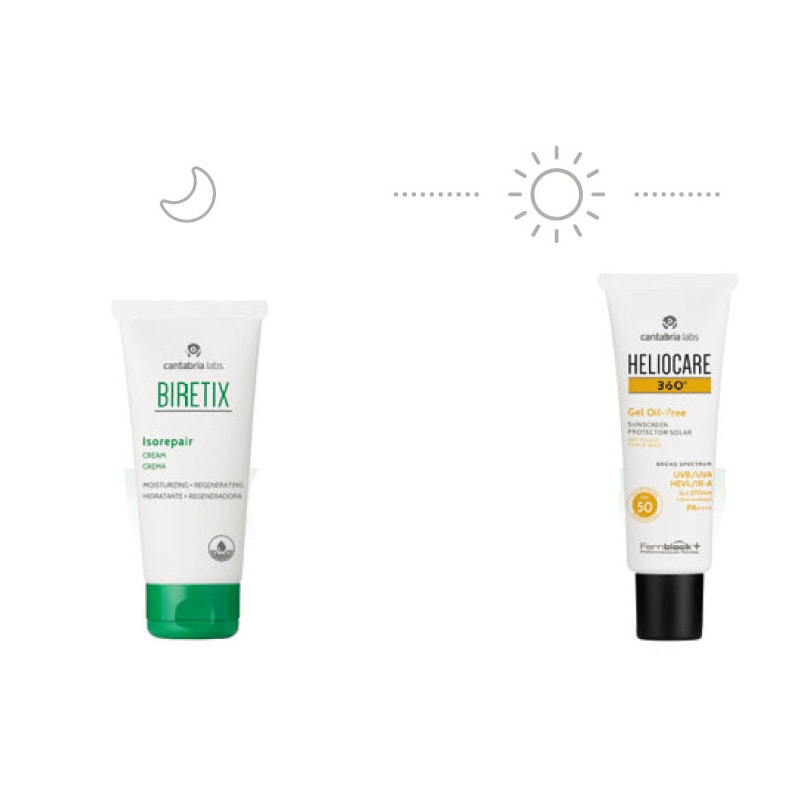 Biretix Rutina Cuidado Piel Acne Moderado Isorepair 50ml + Heliocare 360 Gel Oil Free 50ml - Image 1