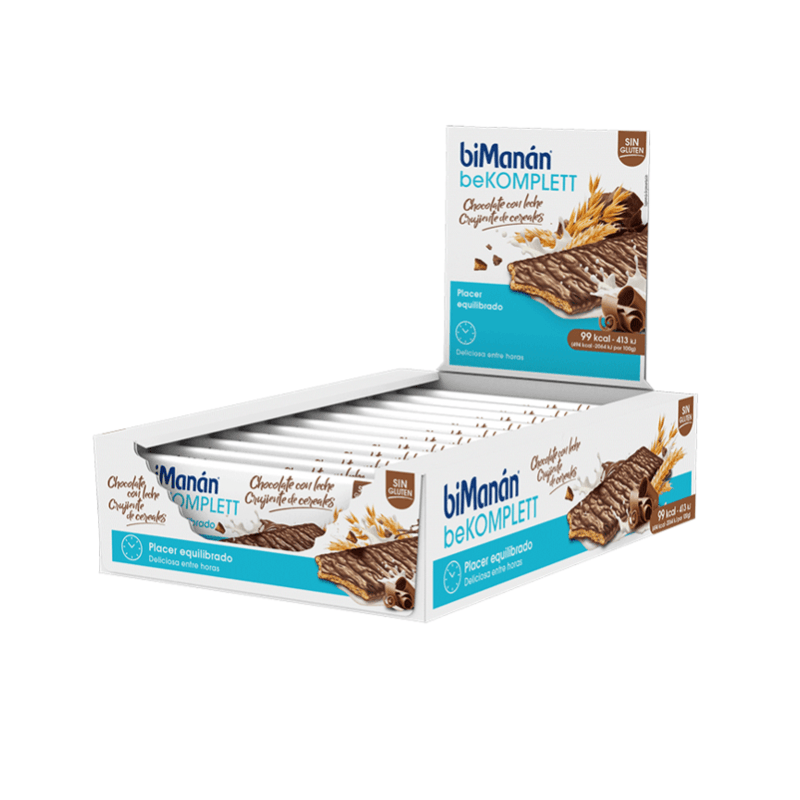 Bimanán Bekomplett Snack Sin Gluten Chocolate con leche 20 Barritas - Image 1