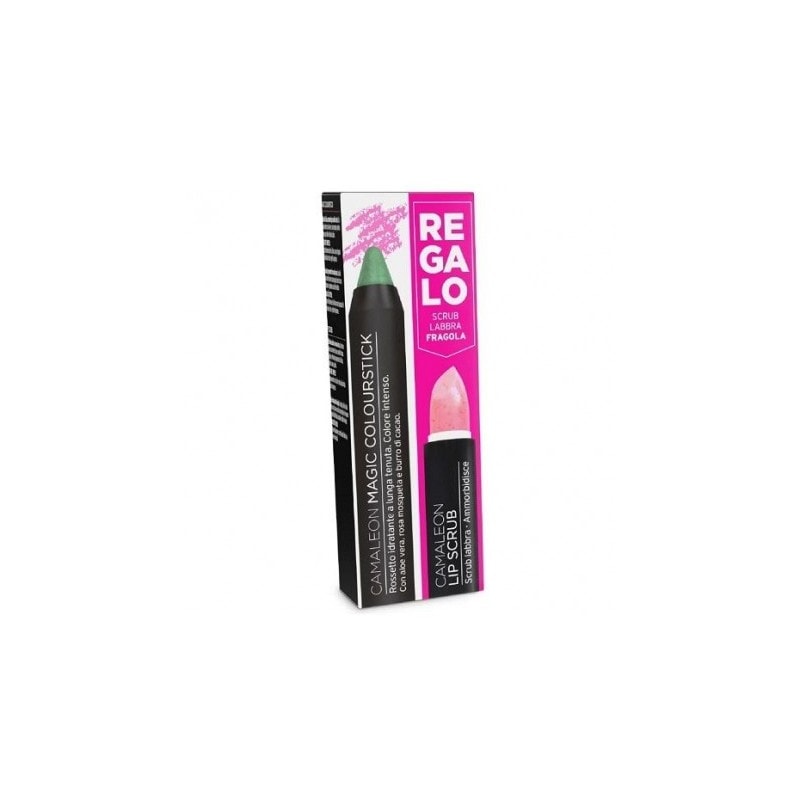 Camaleon Magic Colourstick Verde + Exfoliante Lip Scrub Fresa - Image 1