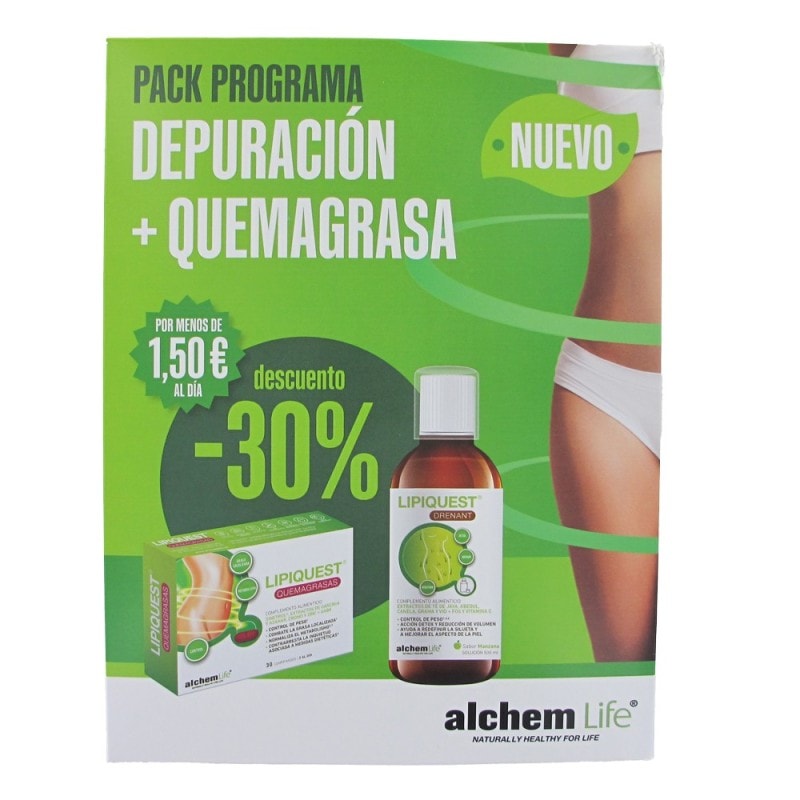 Lipiquest Pack Drenante 500ml + Quemagrasas 30 Comprimidos - Image 1