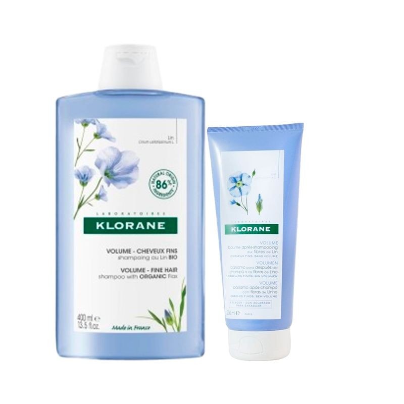 Klorane Rutina Volumen Champú Lino 400ml + Acondicionador Lino 200ml - Image 1