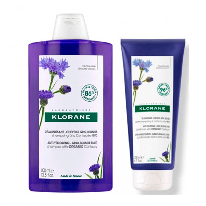 Klorane Rutina Cabello Gris Champú Centaurea 400ml + Acondicionador Centaurea 200ml - Image 1