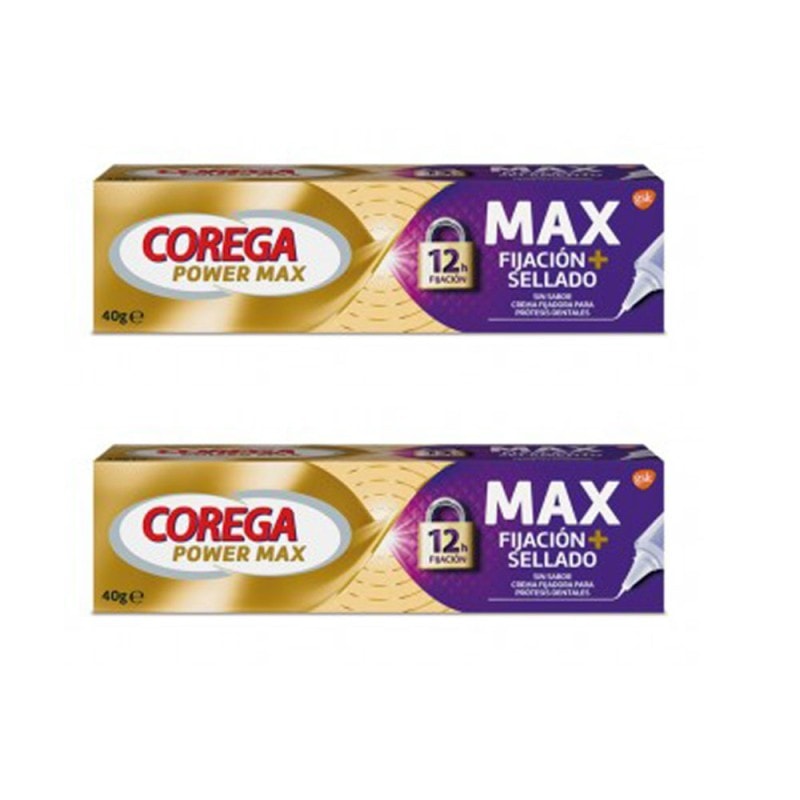 Corega Power Max Fijación + Sellado Crema Adhesiva Dental 40g + 40g Duplo Ahorro - Image 1