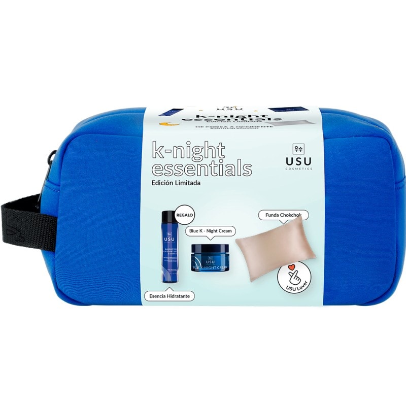 Usu Cosmetics Blue K Night 50ml + Esencia Hidratante 10ml + ChokChok Funda Champagne + Neceser - Image 1