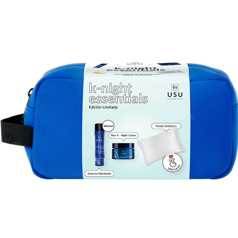 Usu Cosmetics Blue K Night 50ml + Esencia Hidratante 10ml + ChokChok Funda Gris Perla + Neceser - Image 1