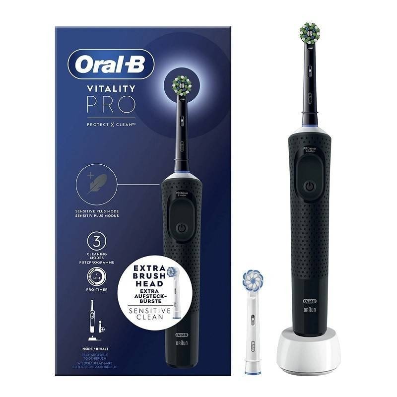 Oral B Cepillo Eléctrico Vitality Pro Negro con 2 Cabezales - Image 1