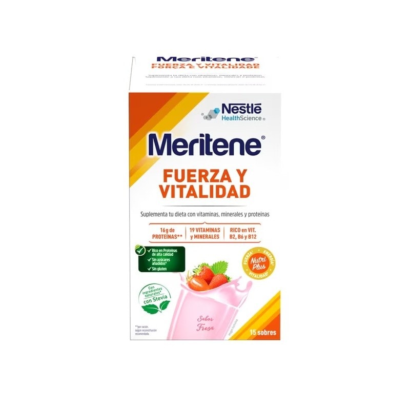 Meritene Fuerza y Vitalidad Fresa 15 sobres - Image 1