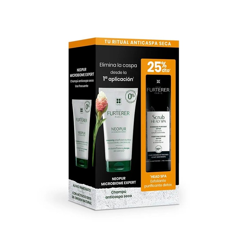 René Furterer Neopur Champú Equilibrante Anticaspa Cuero Cabelludo Seco 150ml + Scrub Head Spa Exfoliante Purificante Detox 150m - Image 1