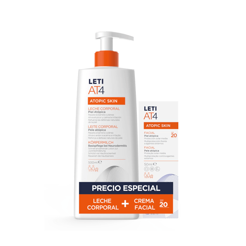 Leti At4 Leche Corporal 500ml + Crema Facial SPF20 50ml - Image 1
