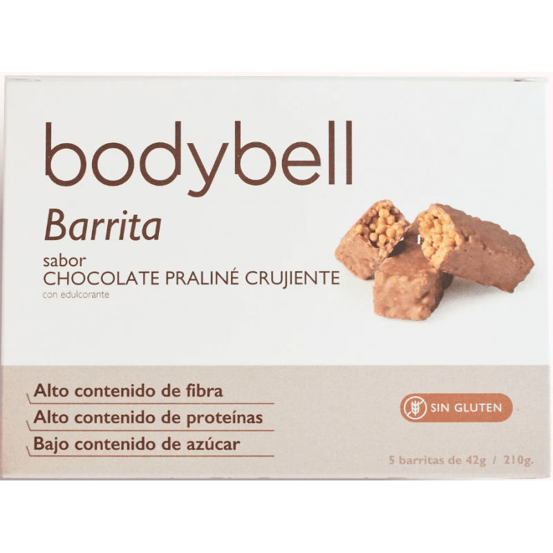 Bodybell Barritas Chocolate Praliné Crujiente 5Uds Sin Gluten - Image 1