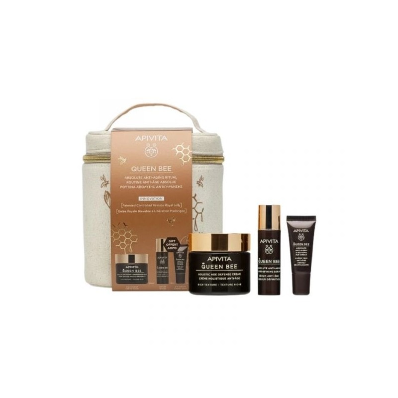 Apivita Neceser Queen Bee Crema Rica 50ml + Serum 10ml + Contorno de Ojos 5ml - Image 1