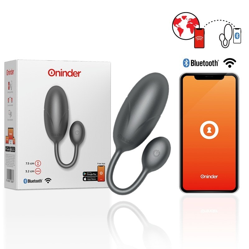 Oninder Tokyo Huevo Vibrador Negro 7.5 X 3.2 Cm Con App Gratuita - Image 1