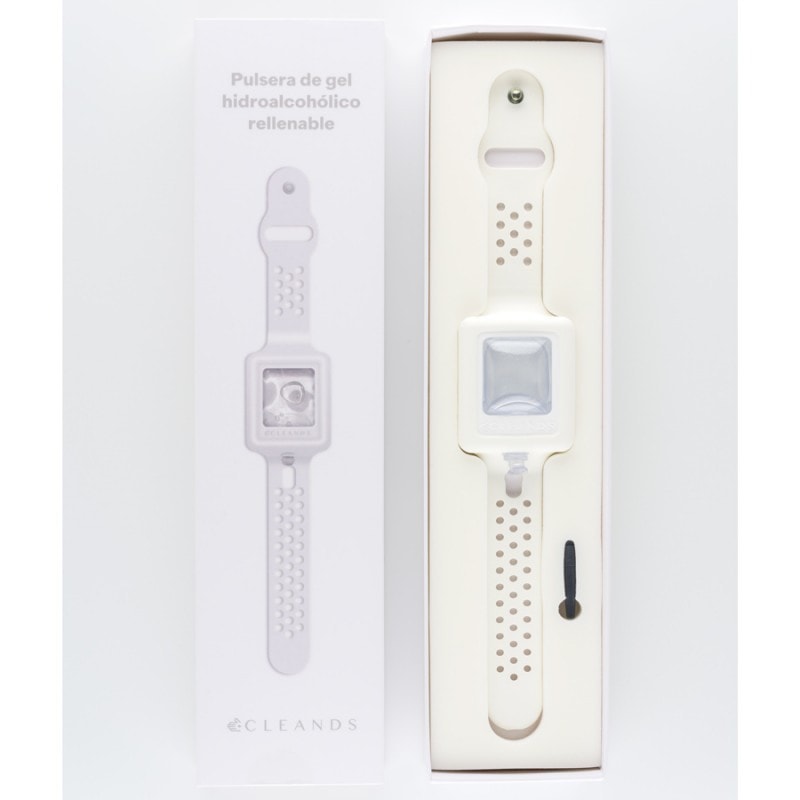 Cleands Pulsera Gel Hidroalcoholico Rellenable Blanca - Image 1